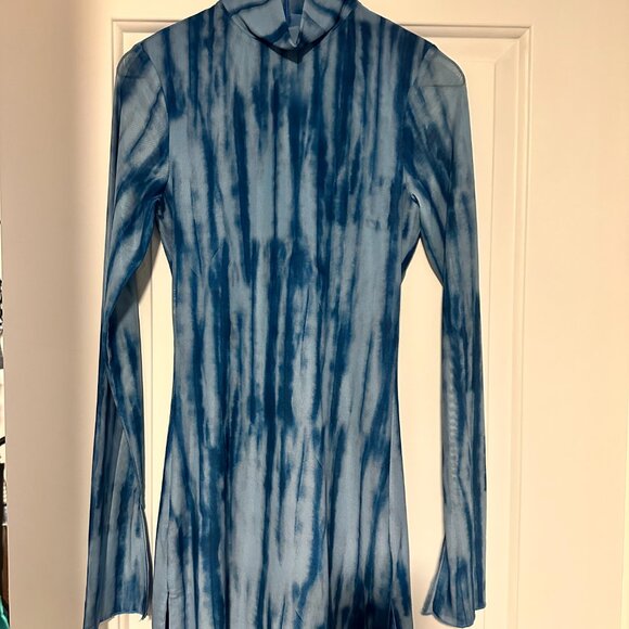 Blue Mesh Tie-Dye Bodycon Mini Dress - Picture 4 of 4